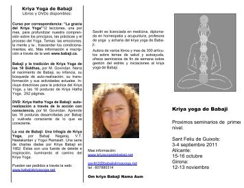 Kriya yoga de Babaji Proximos seminarios de primer nivel. Sant ...