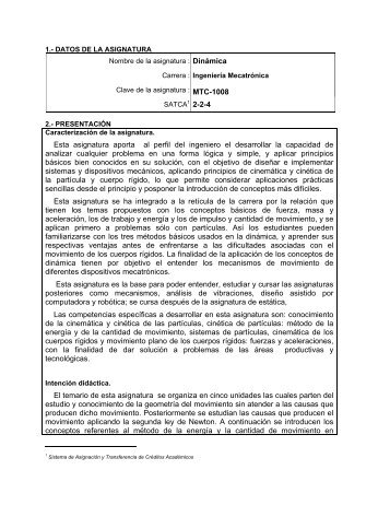 FA IMCT-2010-229 Dinamica.pdf - Instituto TecnolÃ³gico de Matamoros