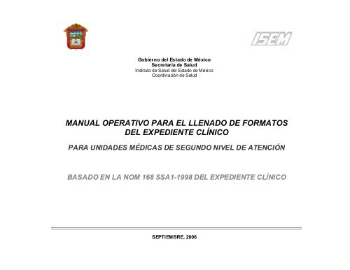 manual operativo para el llenado de formatos del expediente clÃ­nico