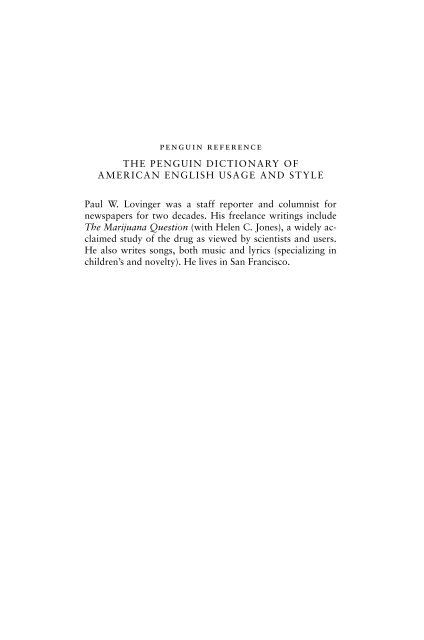 The Penguin Dictionary of American English Usage and Style : A ...