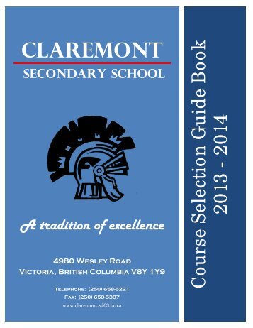 2013 - 2014 Course Selection Guide Book - Claremont Secondary ...