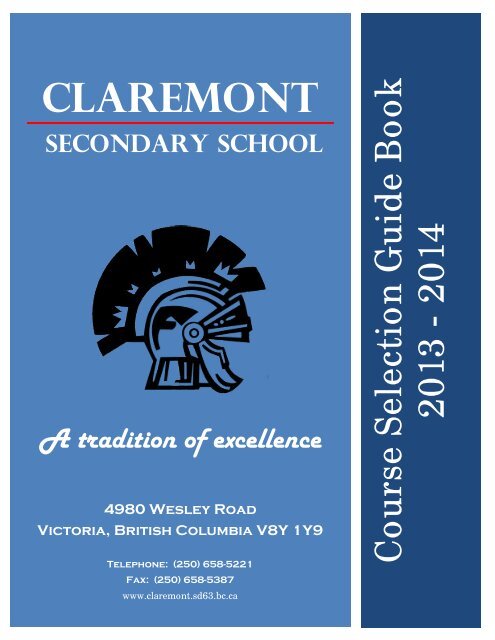 2013 - 2014 Course Selection Guide Book - Claremont Secondary ...