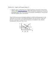 Problem Set 1. Supply and Demand (chapter 2) 1. Ethanol, a fuel, is ...