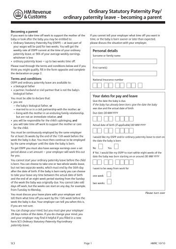 SC3 - Ordinary Statutory Paternity Pay/ordinary paternity leave ...