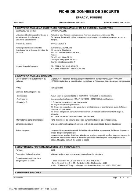 fiche de donnees de securite