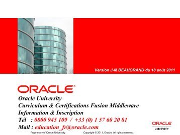 Oracle University Curriculum & Certifications Fusion Middleware ...
