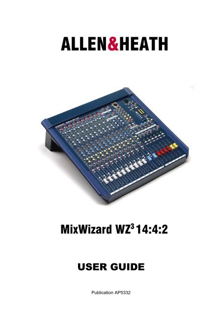 Manual for Allen & Heath MixWizard WZ3 14:4:2+ Mixer