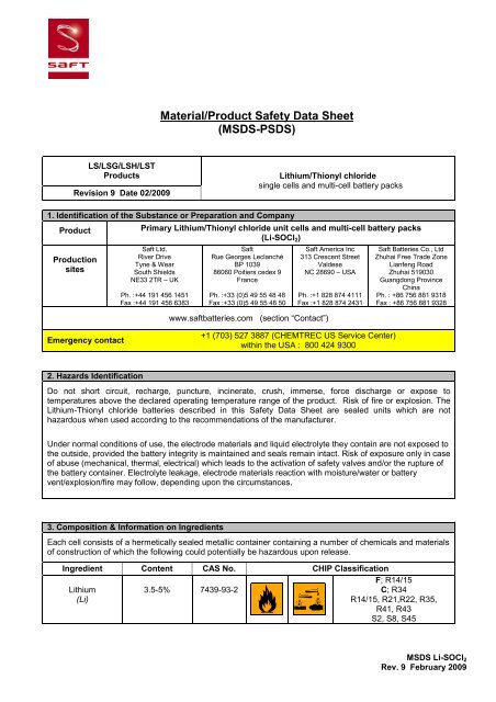 SAFT-LS - Battery Web