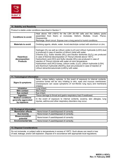 SAFT-LS - Battery Web