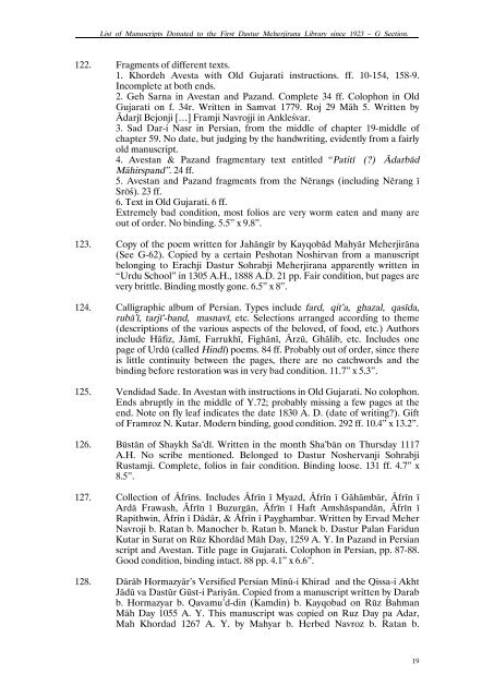 Preliminary Descriptive - Avestan Digital Archive
