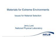 Materials for Extreme Environments - National Physical Laboratory