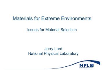 Materials for Extreme Environments - National Physical Laboratory