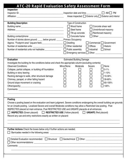 ATC-20 Rapid Evaluation Safety Assessment Form - VCN.org