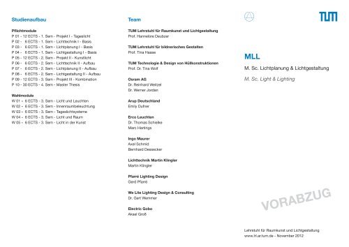 VORABZUG - Lehrstuhl Raumkunst und Lichtgestaltung - TUM