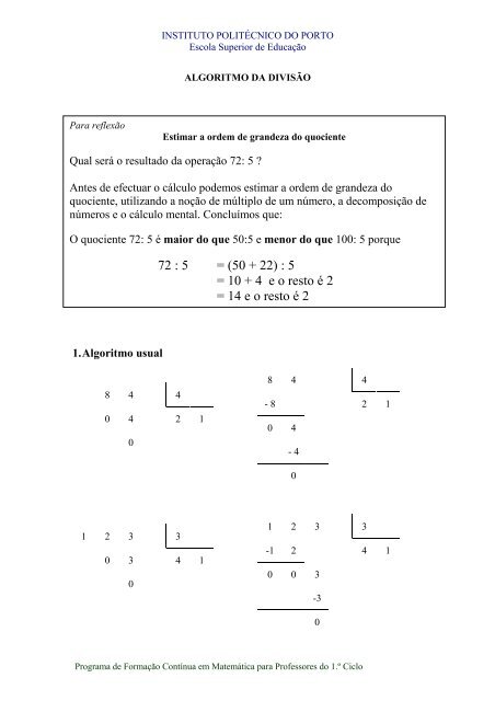 PNAIC - MATEMÁTICA - Cálculos e algoritmos