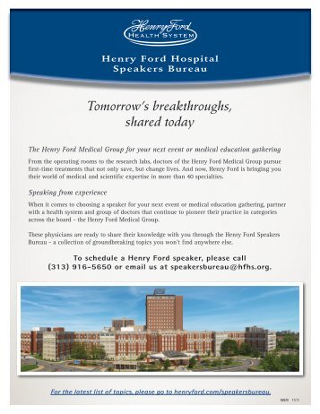 Complete List of Speakers - Henry Ford Health System
