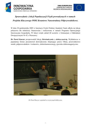 Opis lekcji - Instytut Fizyki PAN
