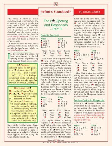 What's Standard? The 2 Opening and Responses ... - Better Bridge