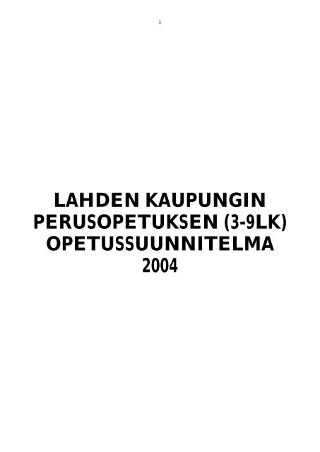 Perusopetuksen opetussuunnitelma - Lahti