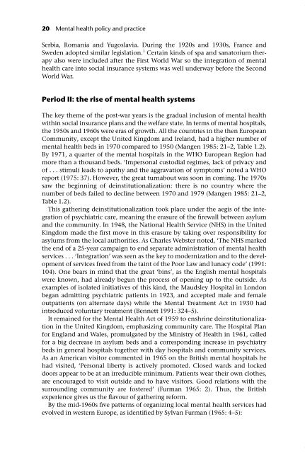 Mental health policy and practice across Europe: an overview