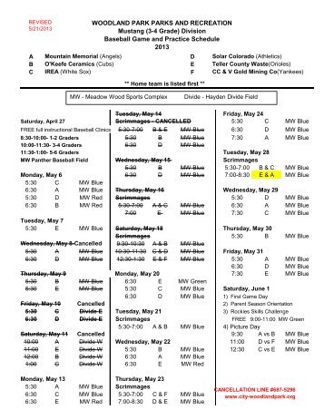 (3-4 Grade) Division Baseball Game and Practice Schedule 2013