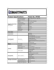 Product Specifications -Model No. SPX8E - Smartparts