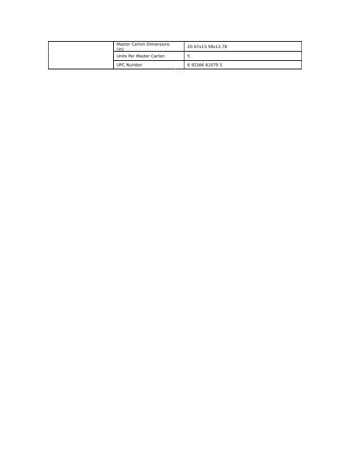 Product Specifications -Model No. SPX8E - Smartparts