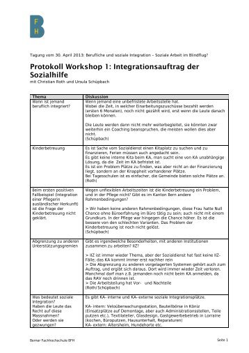 Protokoll Workshop 1 - Departement Wirtschaft, Gesundheit, Soziale ...