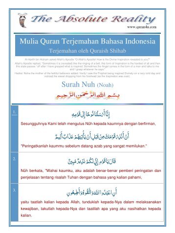 Mulia Quran Terjemahan Bahasa Indonesia Surah Nuh (Noah)