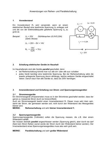 Anwendungen von Reihen- und Parallelschaltung