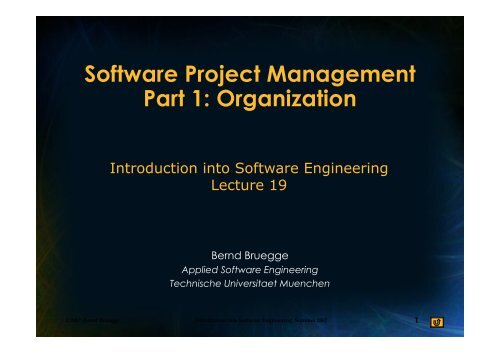 Software Project Management Part 1: Organization - Chair for ...