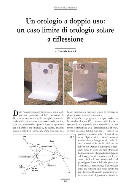 un caso limite di orologio solare a riflessione - Gnomonica Italiana