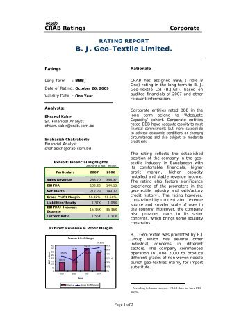 B. J. Geo-Textile Limited. - Credit Rating Agency of Bangladesh