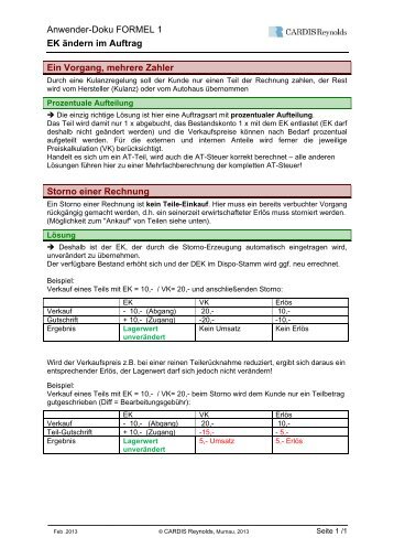 3. Hinweise zum EK-Preis - CARDIS Reynolds