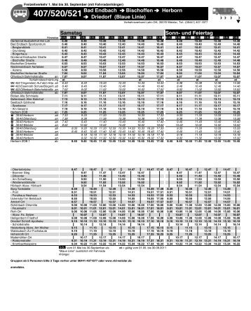 407/520/521Bad Endbach Bischoffen Herborn Driedorf (Blaue Linie ...