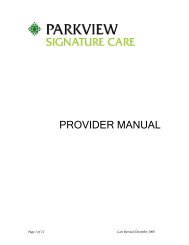 PROVIDER MANUAL - Parkview Health Laboratory