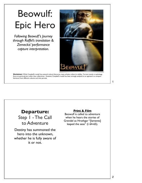 Epic Hero Chart For Beowulf