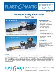 Process Cooling Water Stick Return Side - Plast-O-Matic Valves, Inc