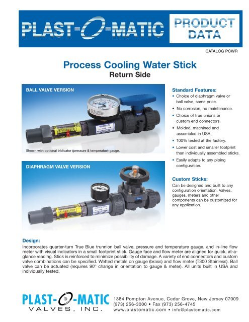 Process Cooling Water Stick Return Side - Plast-O-Matic Valves, Inc