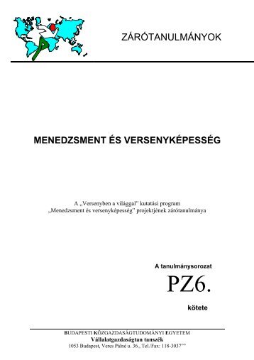 ZÃRÃTANULMÃNYOK MENEDZSMENT ÃS VERSENYKÃPESSÃG