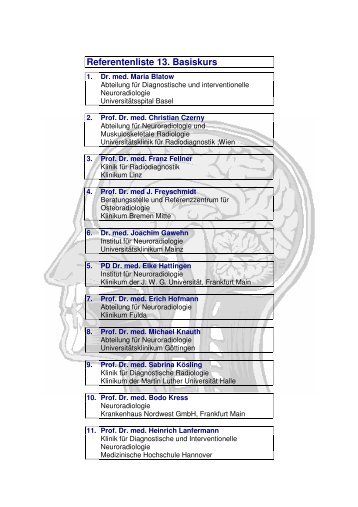 Referentenliste 13. Basiskurs - Basiskurs Neuroradiologie