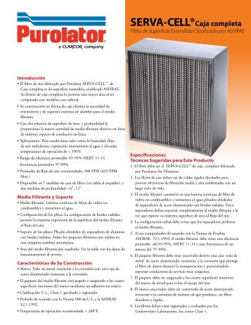 SERVA-CELLÂ®Caja completa - Purolator Air Filtration