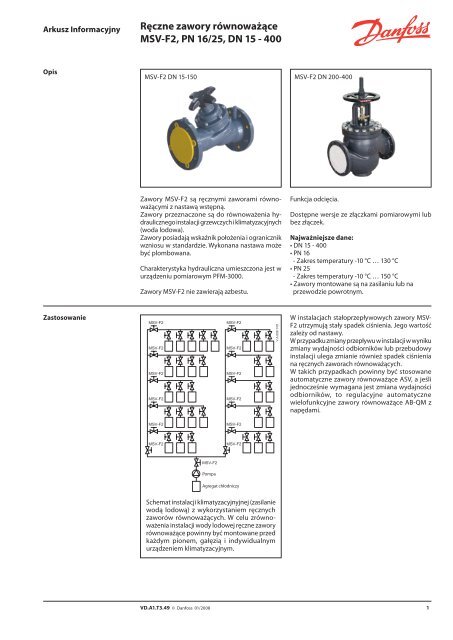 Ręczne zawory równoważące MSV-F2, PN 16/25, DN 15 ... - Danfoss