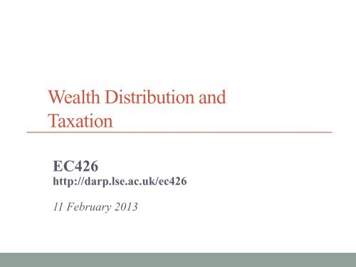 Wealth Distribution and Taxation - DARP
