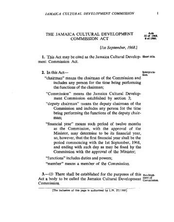 THE JAMAICA CULTURAL DEVELOPMENT COMMISSION ACT [Isr ...