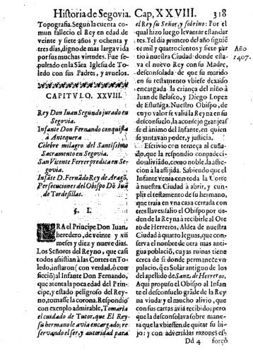 "Historia de Segovia", caps. XXVII-XXXIV, de Juan II a InquisiciÃ³n.
