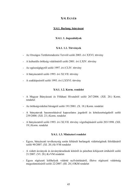 a termÃ©szetvÃ©delmi szakterÃ¼letre vonatkozÃ³ jogszabÃ¡lyok Ã©s az ...