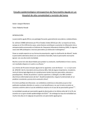 Estudio epidemiolÃ³gico retrospectivo de Pancreatitis Aguda en un ...