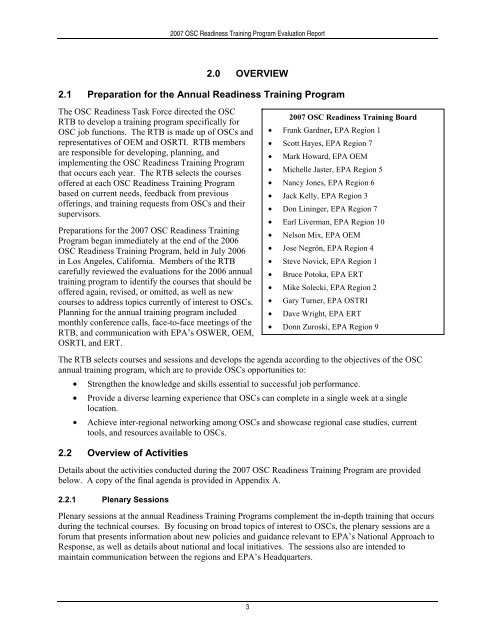 OSC 2007 Evaluation Report