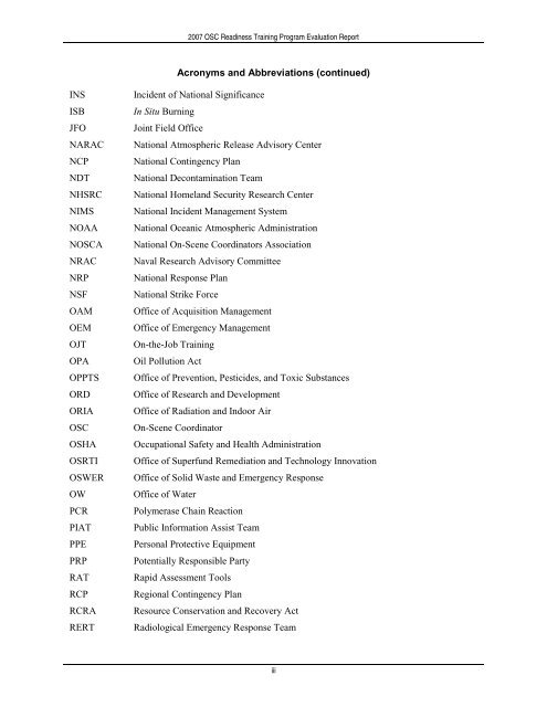 OSC 2007 Evaluation Report